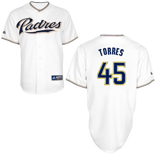 Alex Torres #45 Youth Baseball Jersey-San Diego Padres Authentic Home White Cool Base MLB Jersey